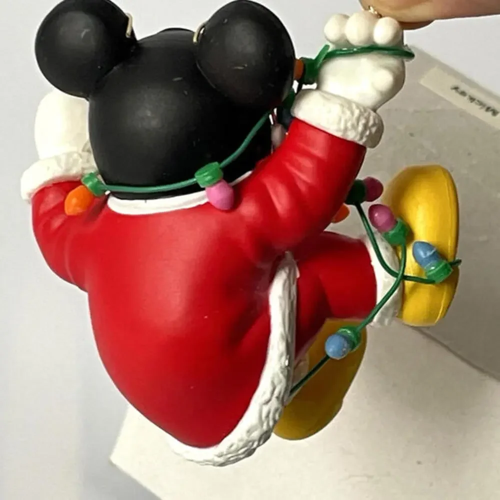 Vintage 1987 Grolier Disney Christmas Magic‎ Mickey Tangled in Lights Ornament